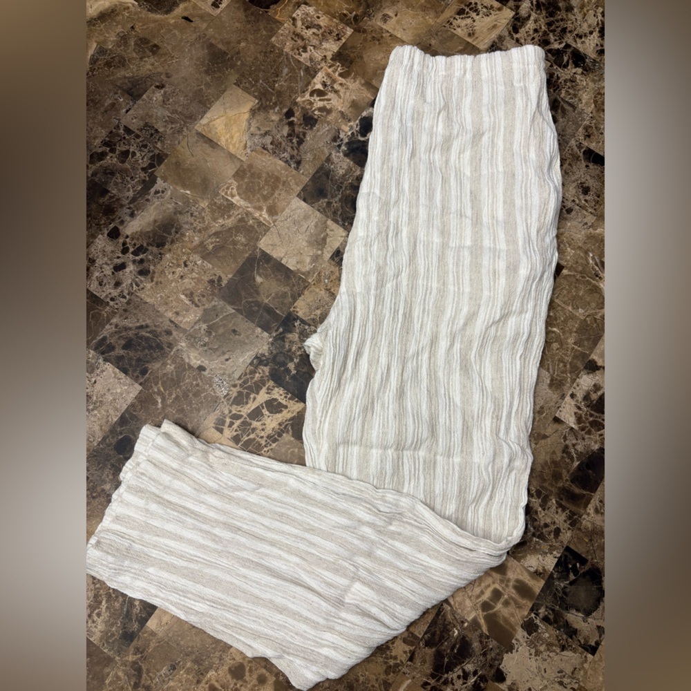 Vintage Cream Striped Track Pants oversized small
